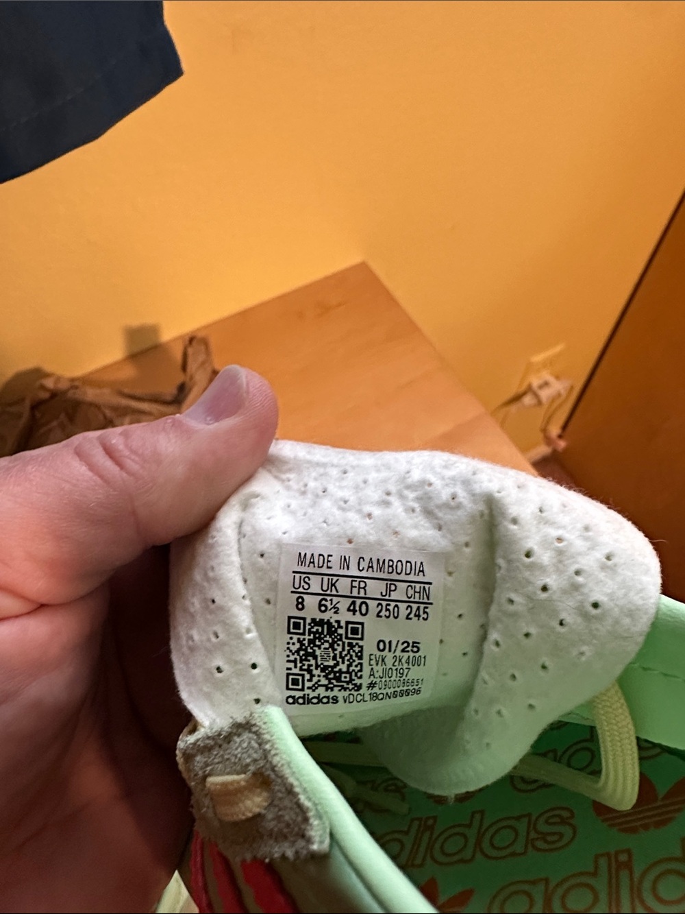 adidas Mint Green Sneakers with Coral Stripes - Picture 6 of 7